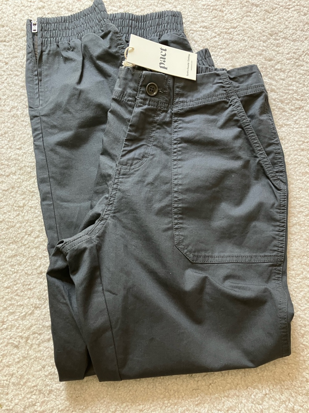 Pact organic cotton utility joggers- size small